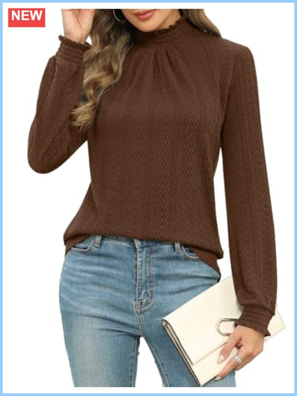 Womens Mock Neck Pleated Textured Long Sleeve Stretch Tunic Blouse